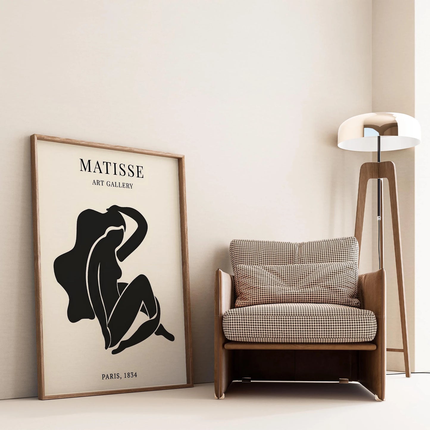 Matisse Kağıt Kesimleri Serisi Minimalist Siyah Oturan Kadın Figür I Duvar Tablosu