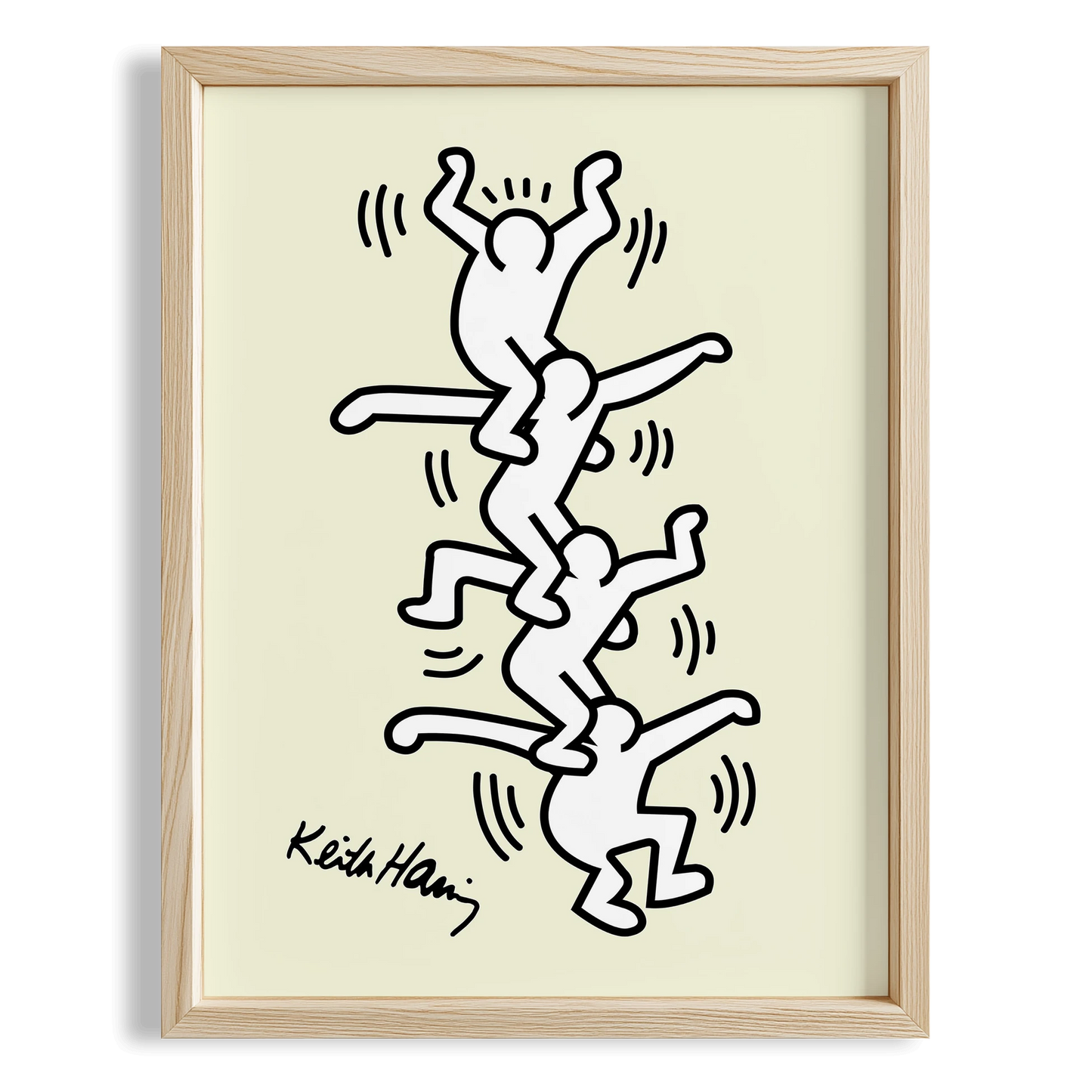 Zincir Halindeki İnsanlar - Keith Haring Ahşap Duvar Tablosu