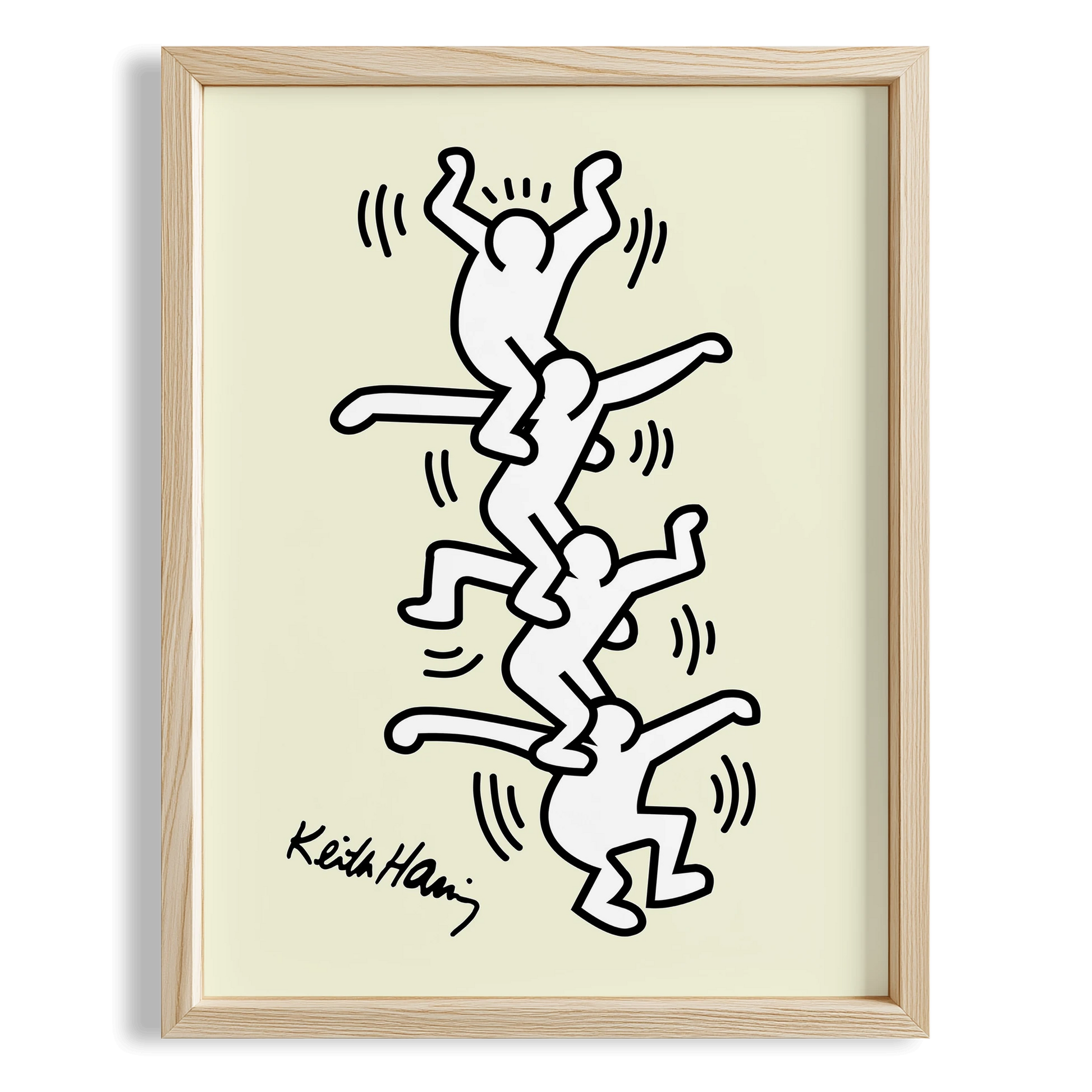 Zincir Halindeki İnsanlar - Keith Haring Ahşap Duvar Tablosu