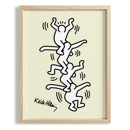 Zincir Halindeki İnsanlar - Keith Haring Ahşap Duvar Tablosu