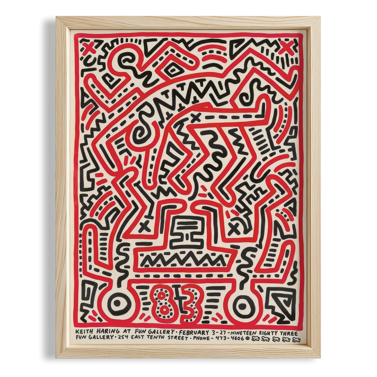 Kırmızı Labirent - Keith Haring Ahşap Duvar Tablosu