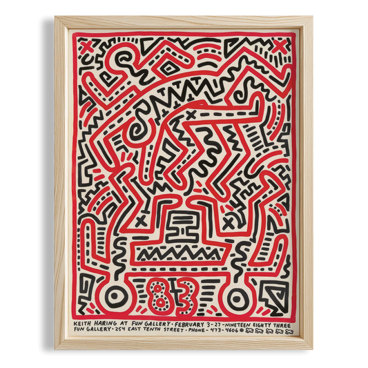 Kırmızı Labirent - Keith Haring Ahşap Duvar Tablosu