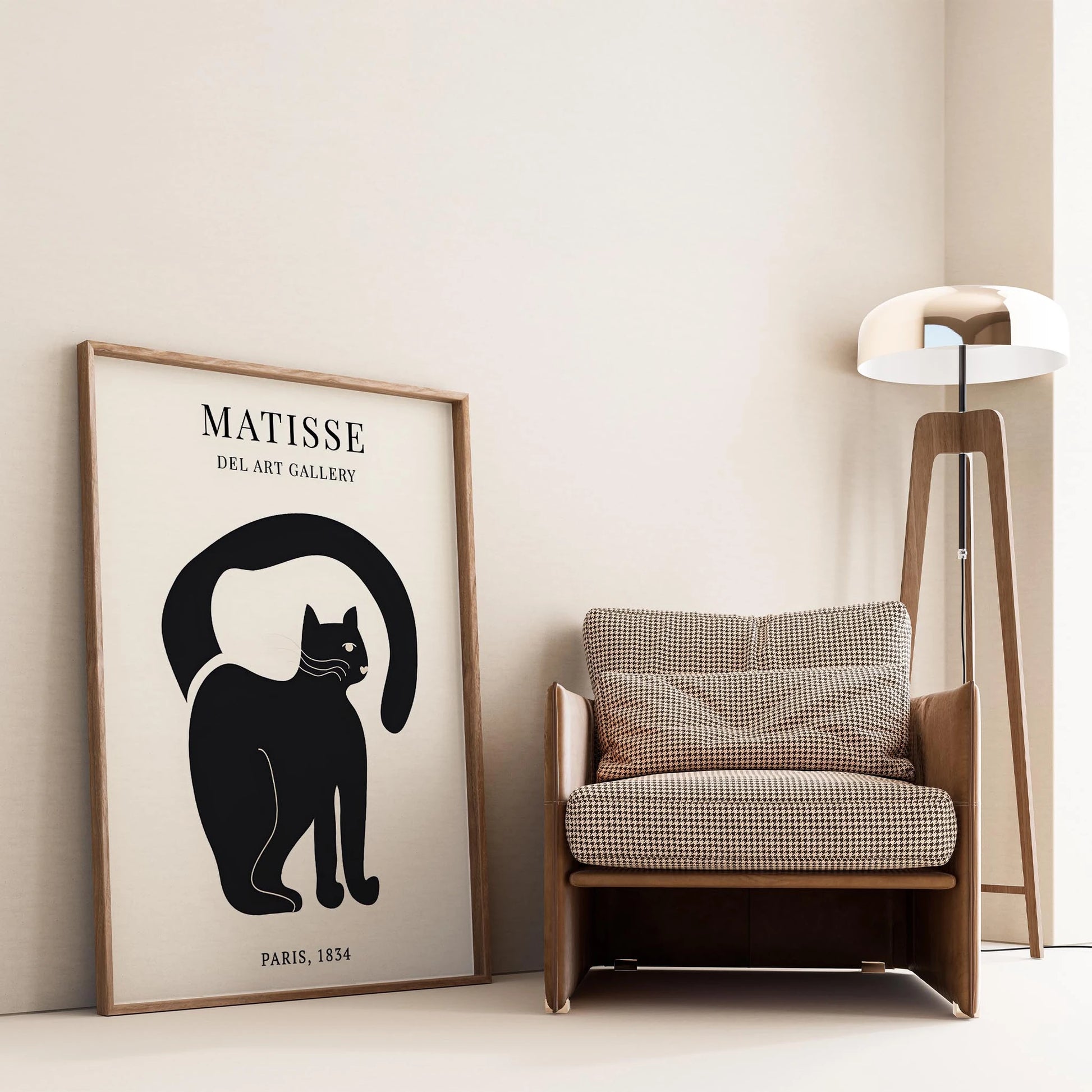 Matisse Kağıt Kesimleri Serisi Minimalist Siyah Erkek Kedi I Duvar Tablosu