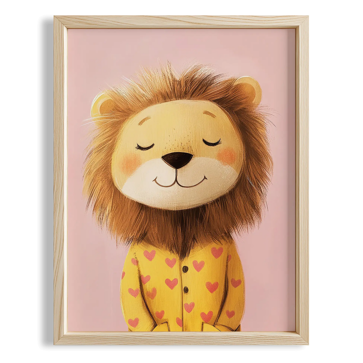Pijamalı Uykucu Aslan - Pembe Fon