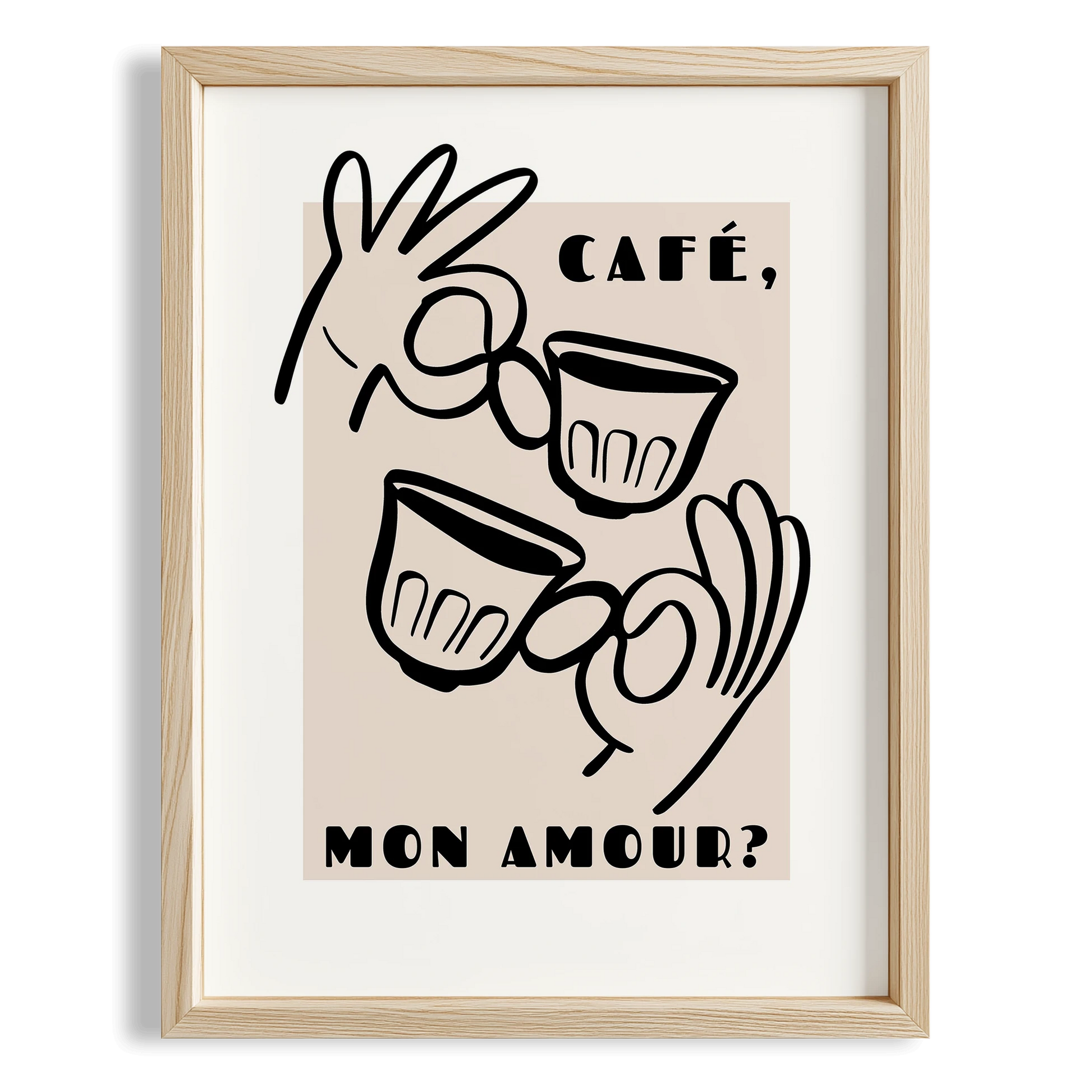 Café Mon Amour Fransız Minimal Çizimler Mutfak Duvar Tablosu II