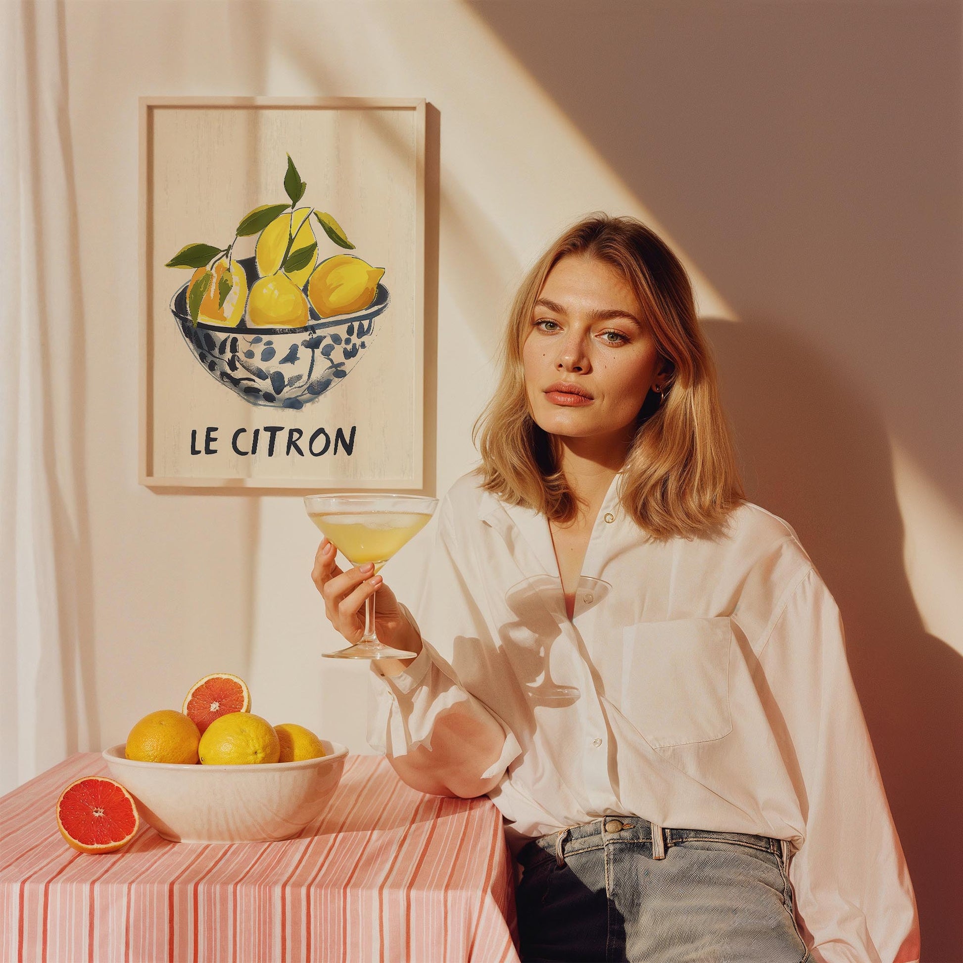 Le Citron Limonlar Mavi Kase İtalya Koleksiyonu Mutfak Duvar Tablosu