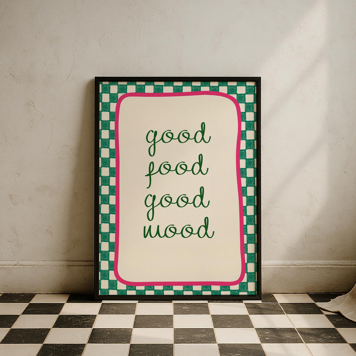 Good Food Good Mood Tipografi Mutfak Duvar Tablosu