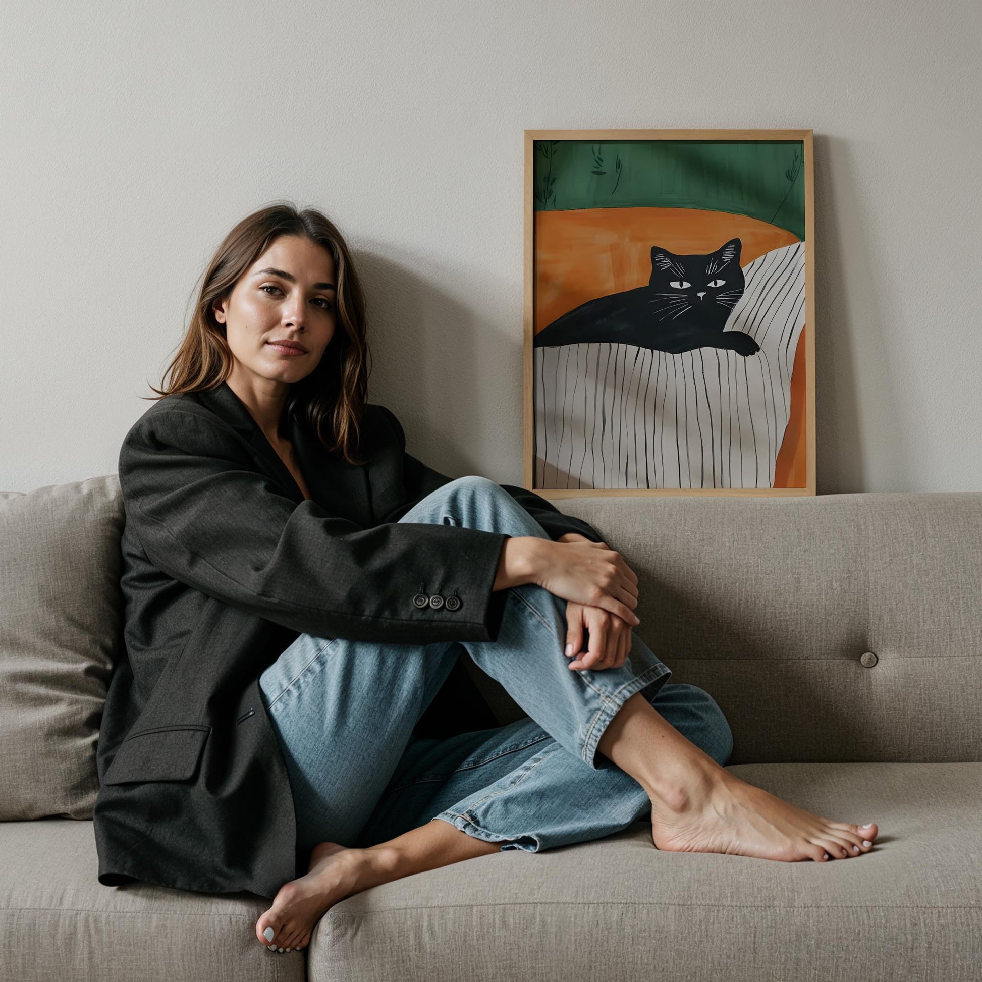 Kedi Portresi IV - Hardal Yastık Üstünde