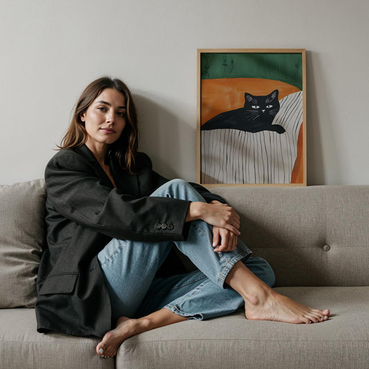 Kedi Portresi IV - Hardal Yastık Üstünde