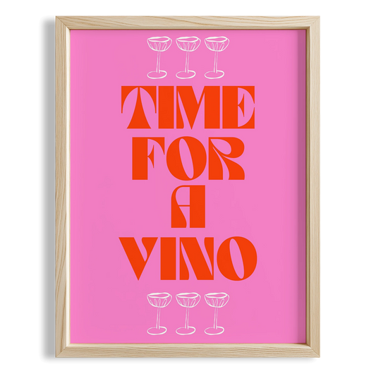 Time for Vino Şarap Zamanı Tipografi Mutfak Duvar Tablosu