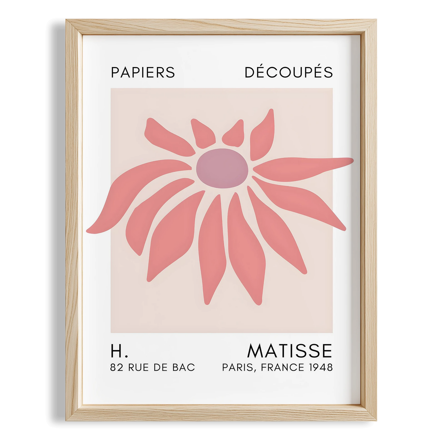 Matisse Kağıt Kesimleri Serisi Toz Pembe Soyut Çiçek I Duvar Tablosu