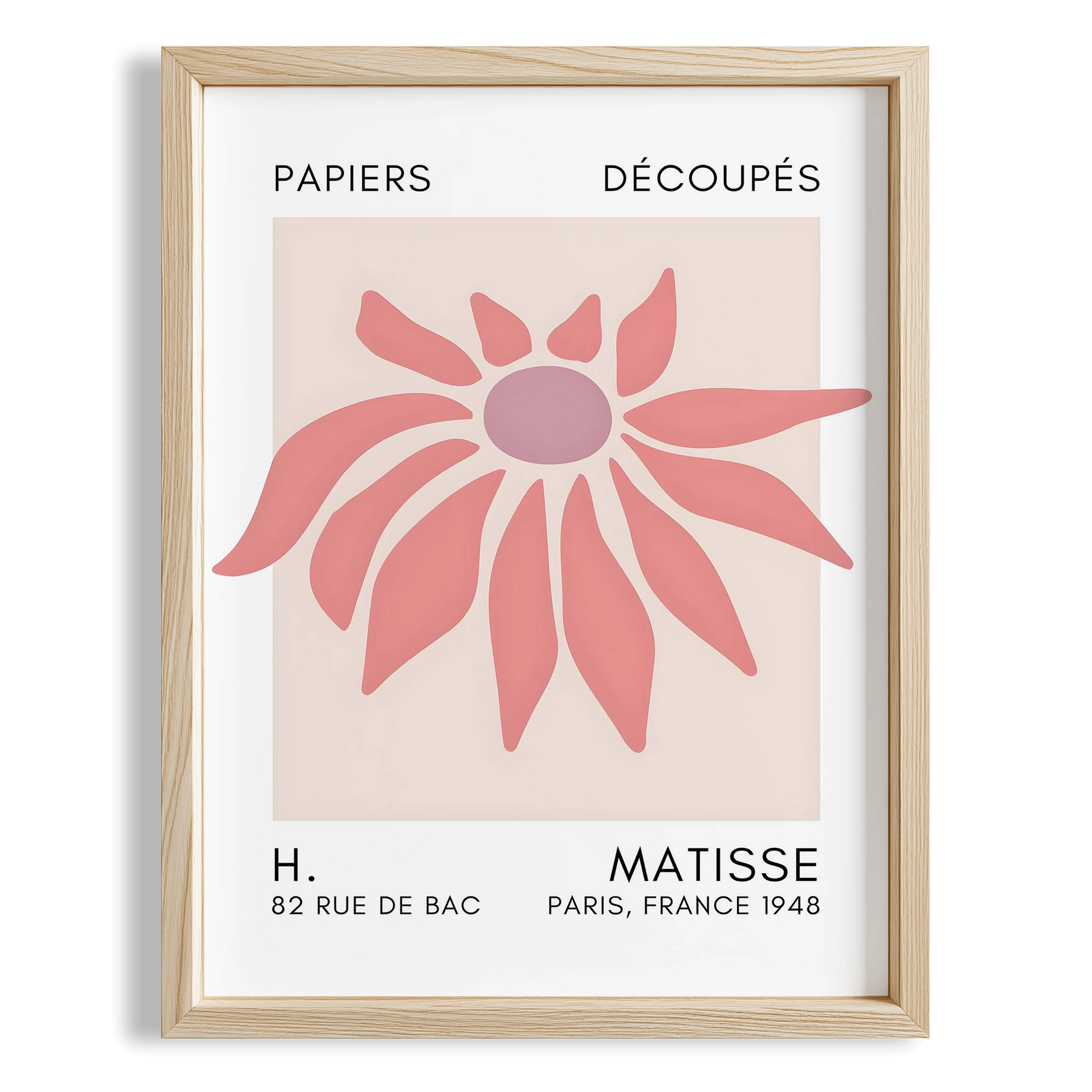 Matisse Kağıt Kesimleri Serisi Toz Pembe Soyut Çiçek I Duvar Tablosu