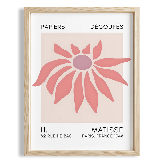 Matisse Kağıt Kesimleri Serisi Toz Pembe Soyut Çiçek I Duvar Tablosu