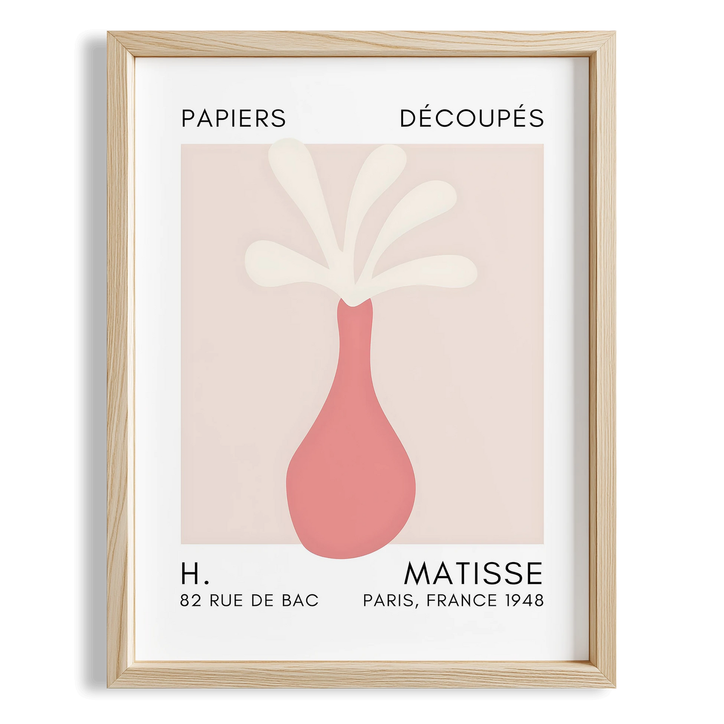 Matisse Kağıt Kesimleri Serisi Toz Pembe Soyut Vazo I Duvar Tablosu