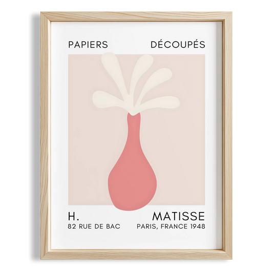 Matisse Kağıt Kesimleri Serisi Toz Pembe Soyut Vazo I Duvar Tablosu
