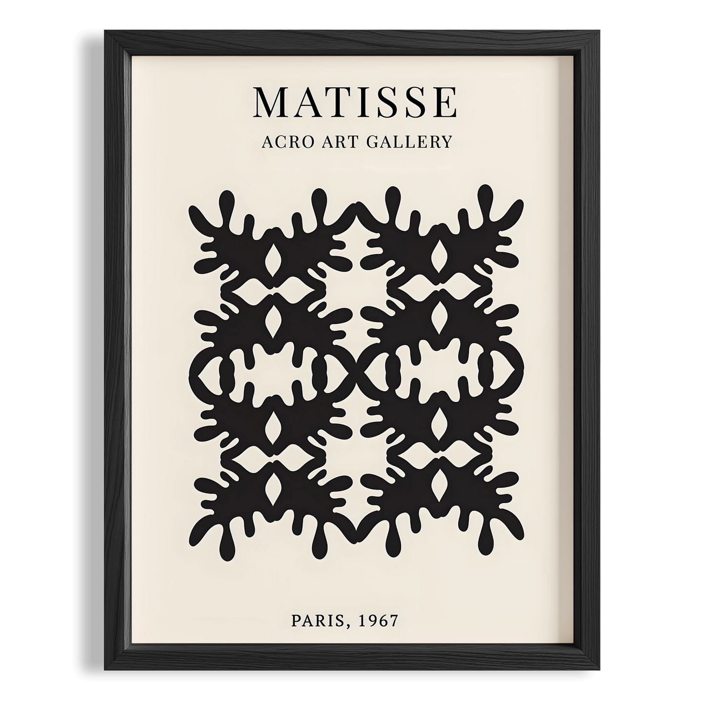 Matisse Kağıt Kesimleri Serisi Siyah Soyut Altılı Dal Deseni I Duvar Tablosu