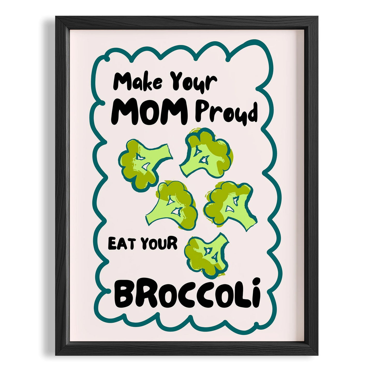 Eat Your Broccoli Sebzeler Tipografi Mutfak Duvar Tablosu