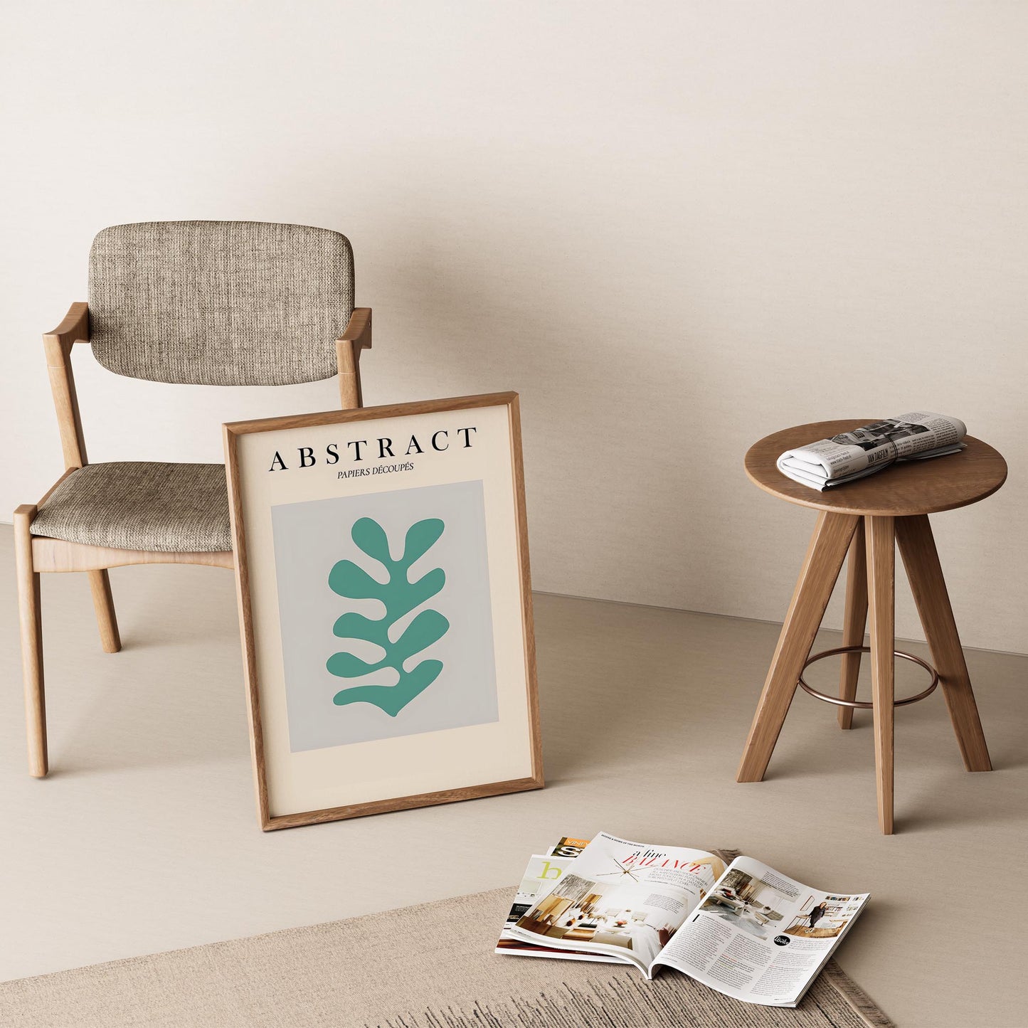 Matisse Kağıt Kesimleri Serisi Abstract Soyut Yaprak I Duvar Tablosu