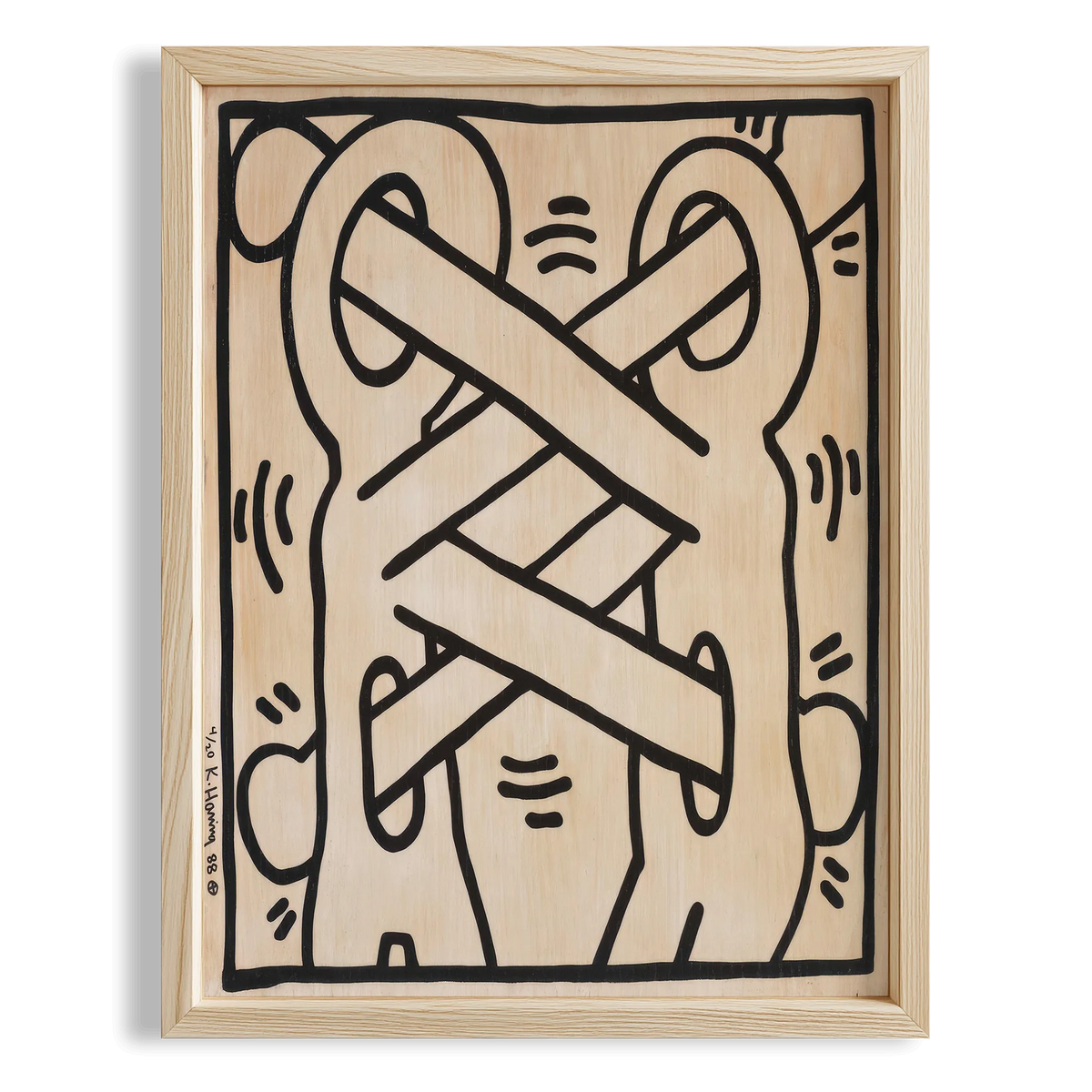 Düğümlü Desen - Keith Haring Ahşap Duvar Tablosu