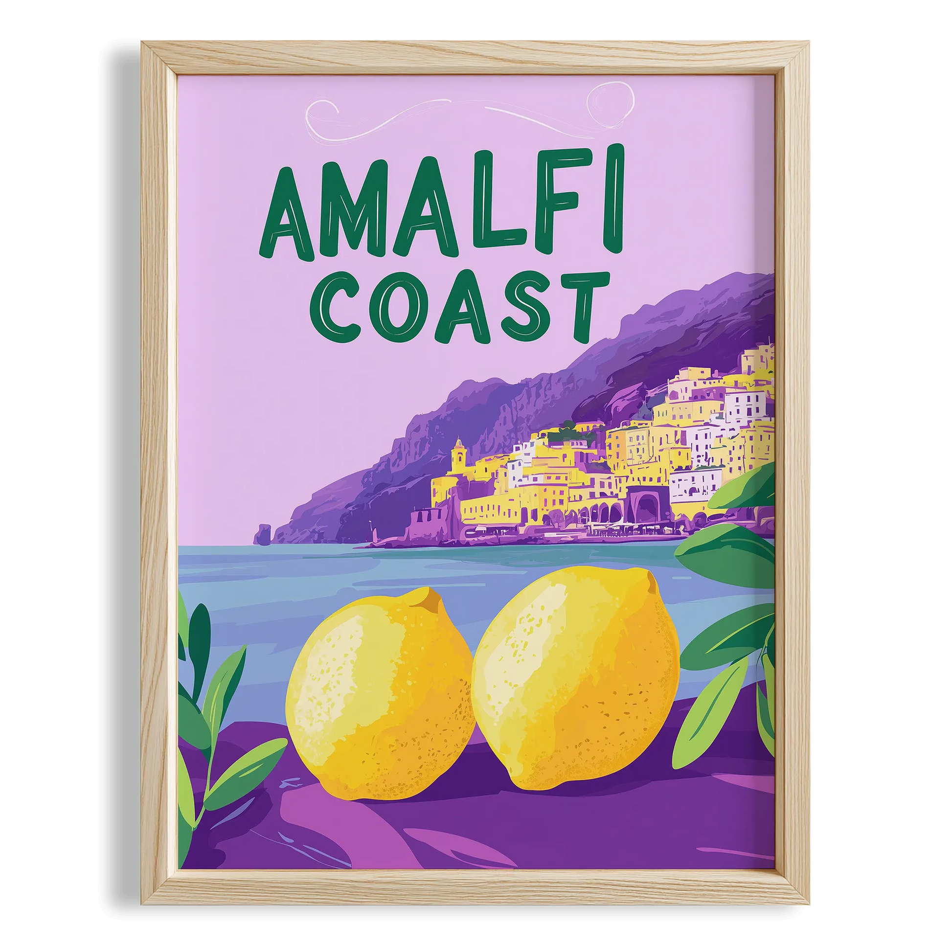 Amalfi Coast Limonlar İllüstrasyonu İtalya Koleksiyonu Mutfak Duvar Tablosu
