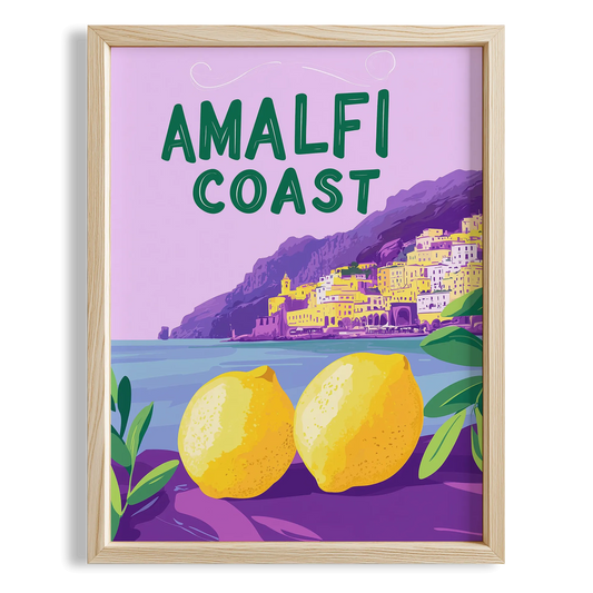 Amalfi Coast Limonlar İllüstrasyonu İtalya Koleksiyonu Mutfak Duvar Tablosu