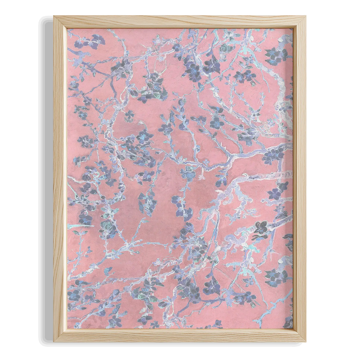 Pembe Çiçek Deseni - Vincent Van Gogh Ahşap Duvar Tablosu