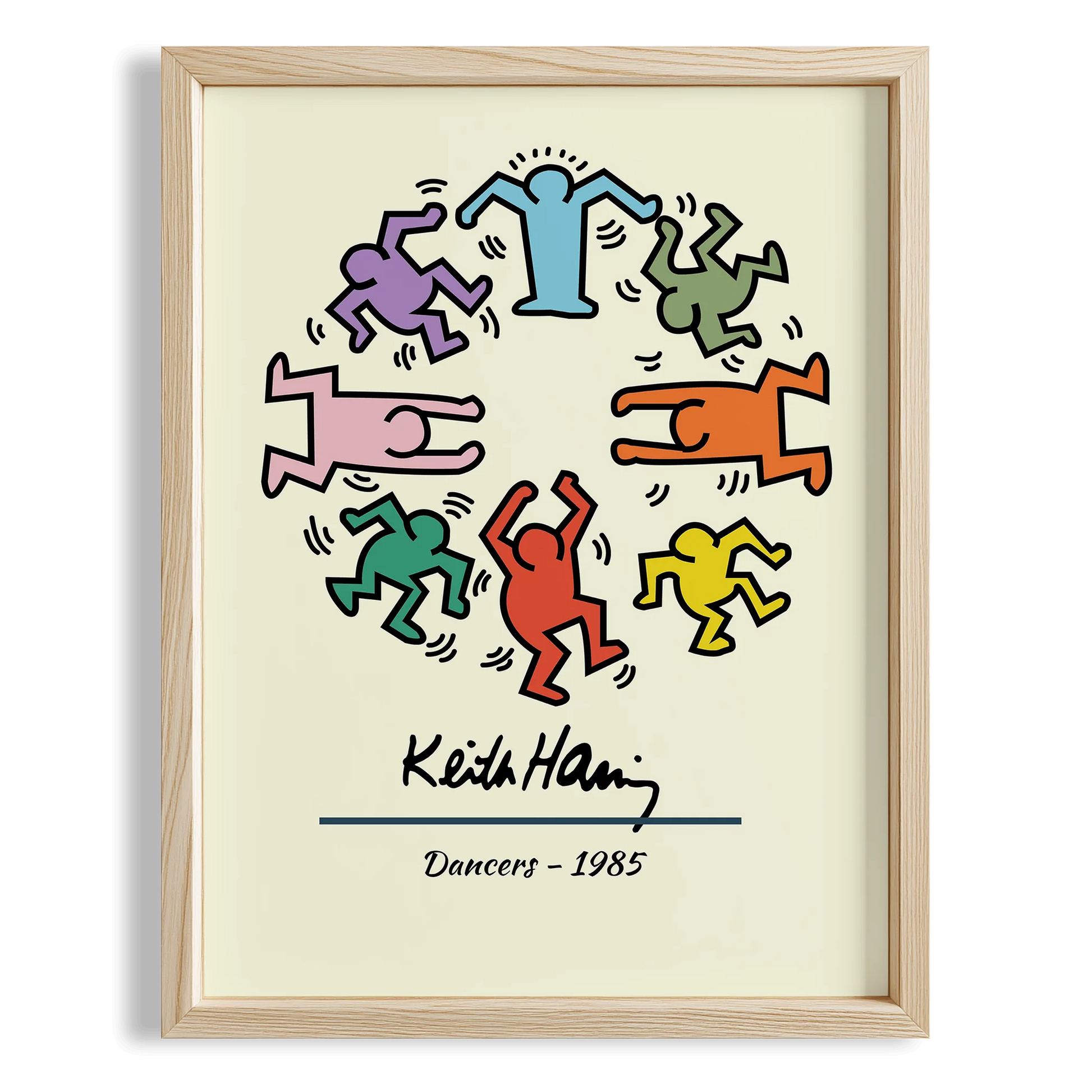 Dans Eden Figürler - Keith Haring Ahşap Duvar Tablosu
