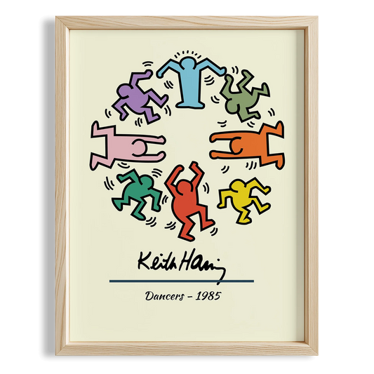 Dans Eden Figürler - Keith Haring Ahşap Duvar Tablosu
