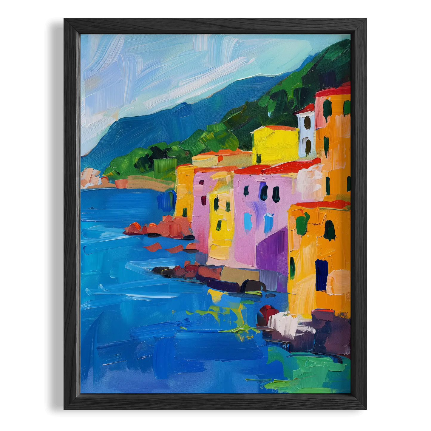 Amalfi Evleri Manzara Akdeniz İtalya Koleksiyonu Mutfak Duvar Tablosu