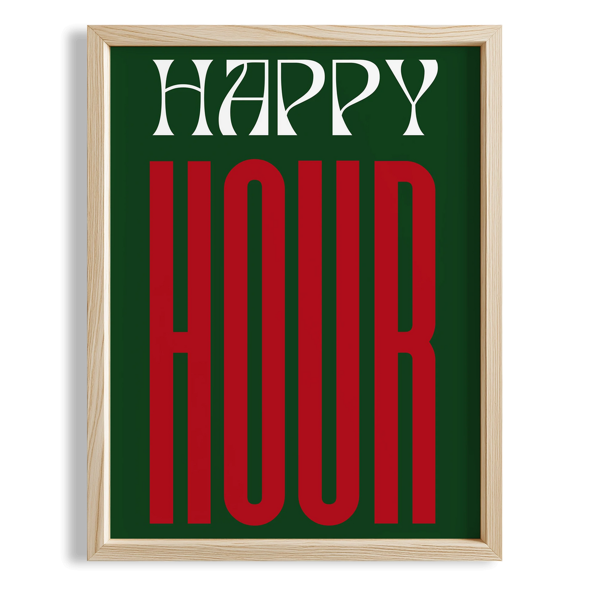 Happy Hour Yeşil Tipografi Mutfak Duvar Tablosu