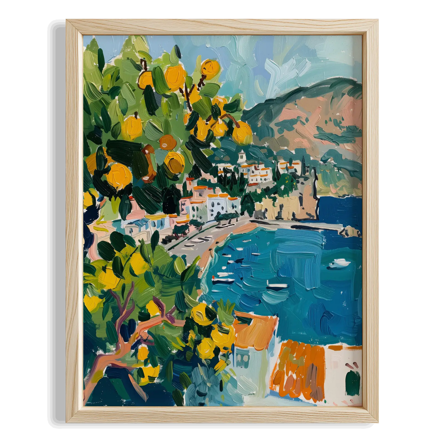 Amalfi Tepeleri ve Limon Ağaçları Limoncello İtalya Koleksiyonu Mutfak Duvar Tablosu