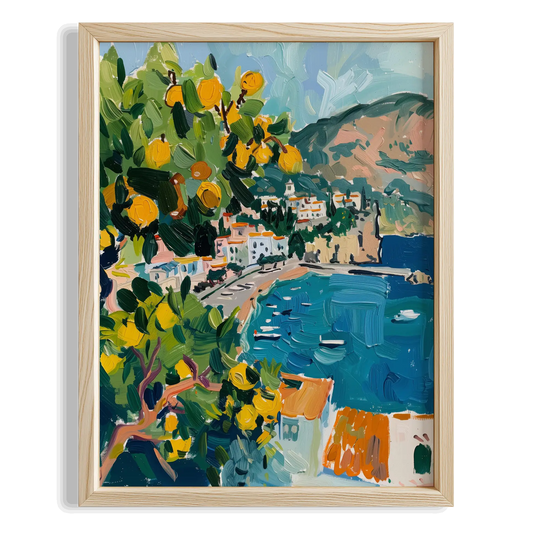 Amalfi Tepeleri ve Limon Ağaçları Limoncello İtalya Koleksiyonu Mutfak Duvar Tablosu