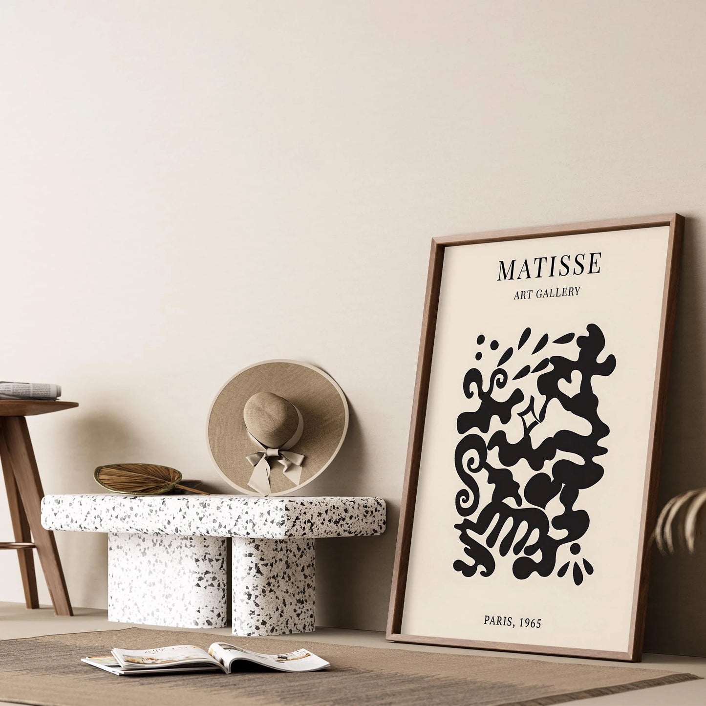 Matisse Kağıt Kesimleri Serisi Siyah Soyut Dal ve Çiçek Deseni I Duvar Tablosu
