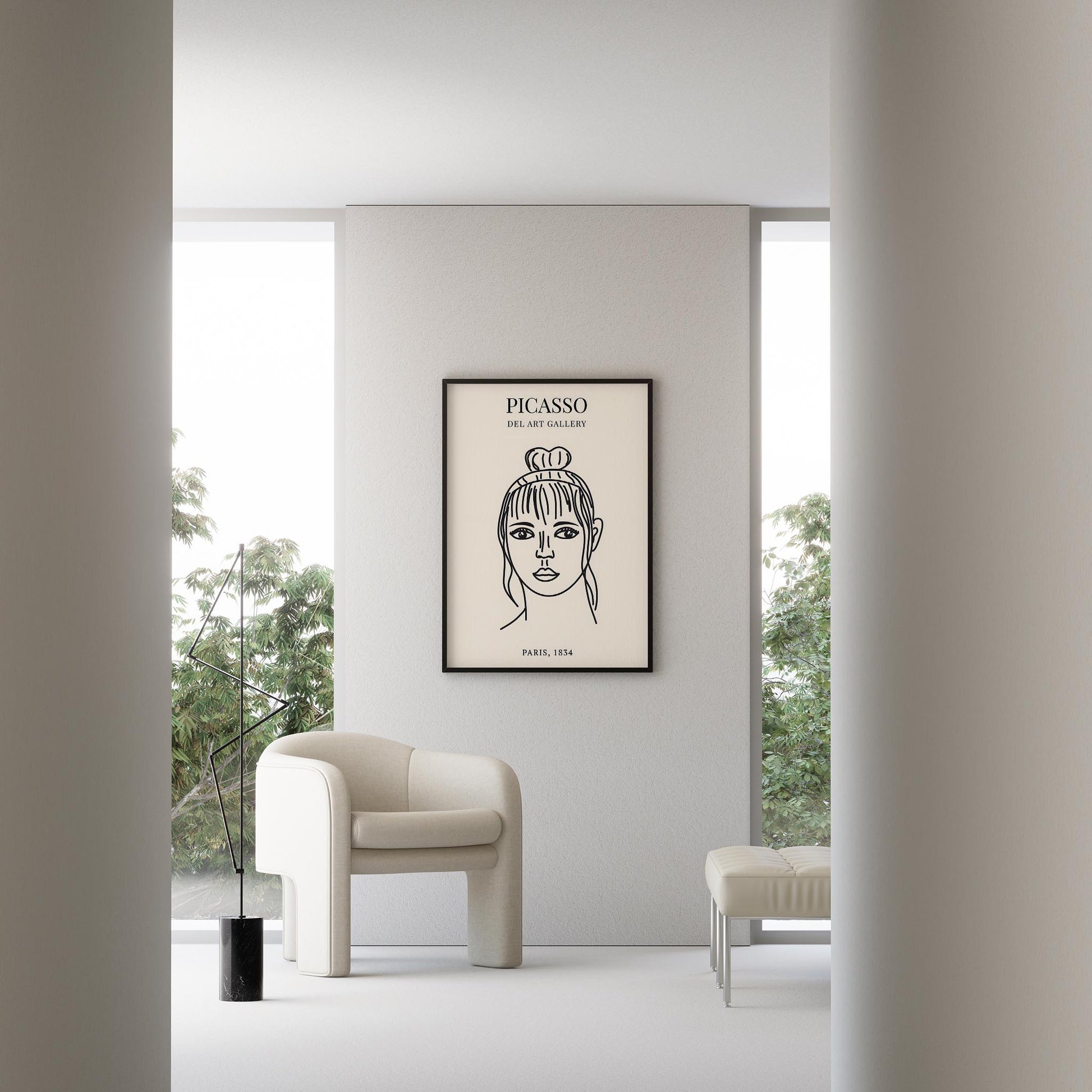 Matisse Kağıt Kesimleri Minimalist Çizgi Sanatı Estetik Kadın Portresi VII Duvar Tablosu