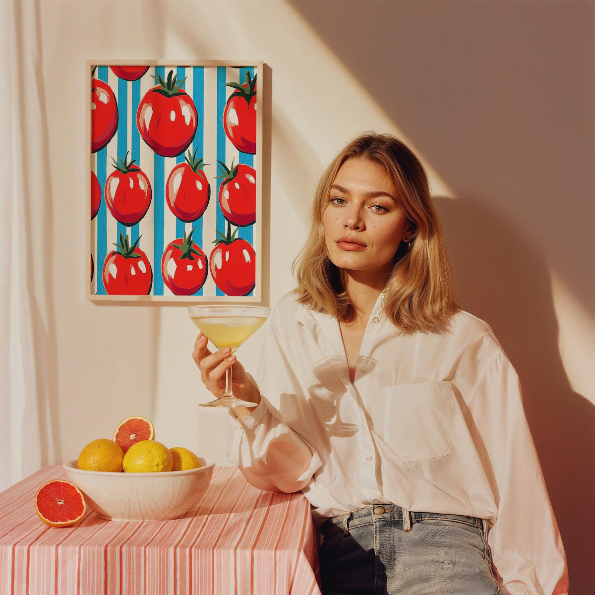 Salkım Domates I Retro Pop Art Mutfak Duvar Tablosu