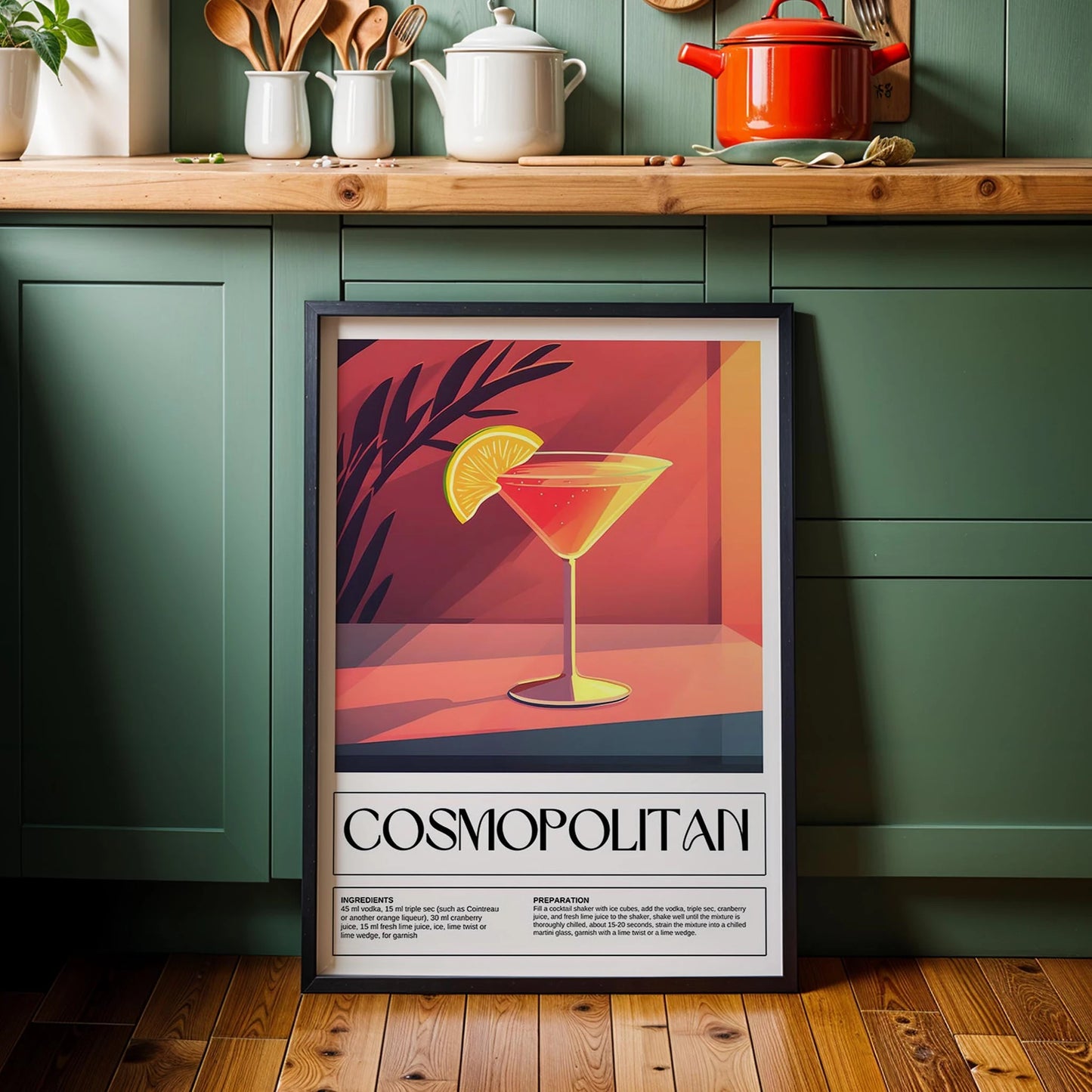 Cosmopolitan Kokteyl Tarifi Mutfak Duvar Tablosu