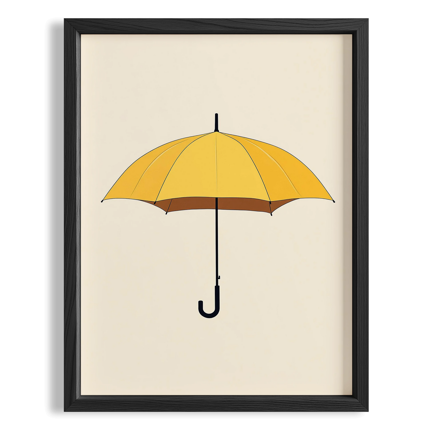 Sarı Şemsiye Minimalist Çizim - Duvar Tablosu