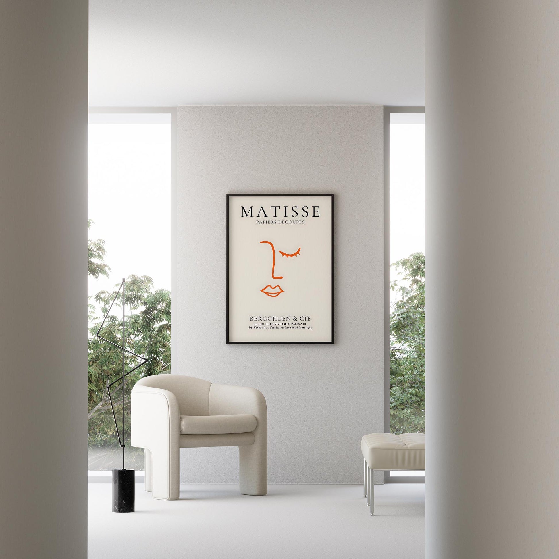 Matisse Kağıt Kesitleri Minimalist Kadın Yüzü Soyut Çizgi I Duvar Tablosu