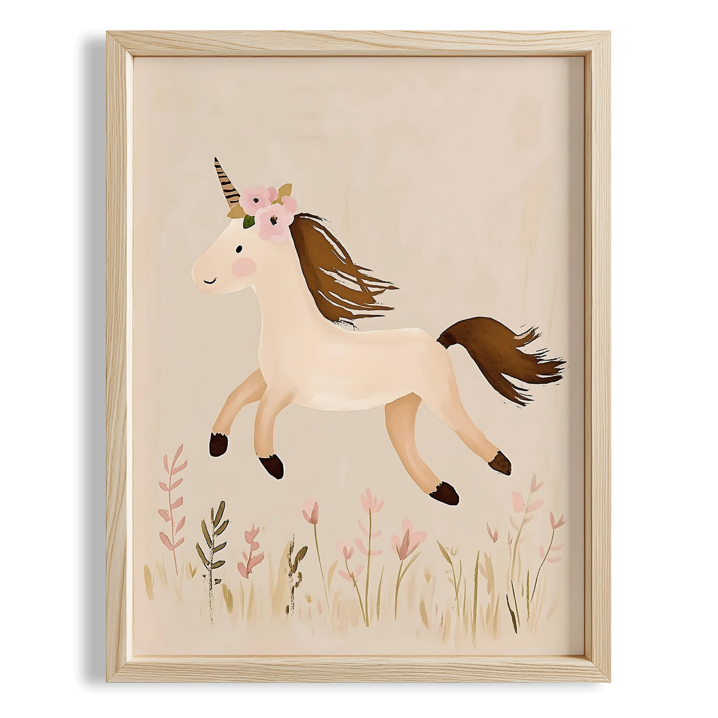 Bohem Koşan Unicorn Kız Çocuk Odası Ahşap Tablo