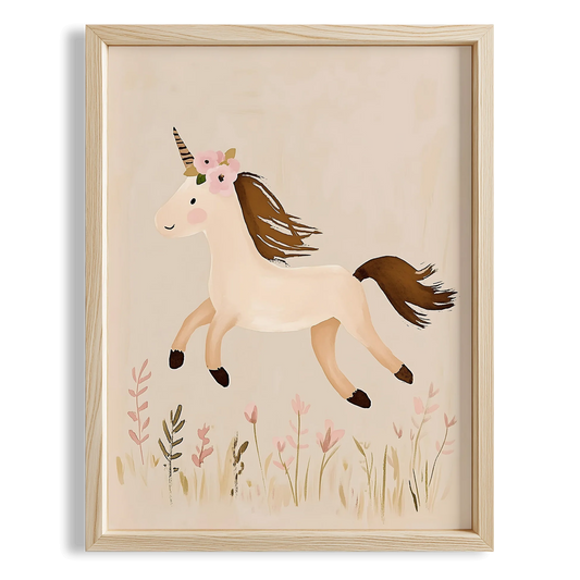 Bohem Koşan Unicorn Kız Çocuk Odası Ahşap Tablo