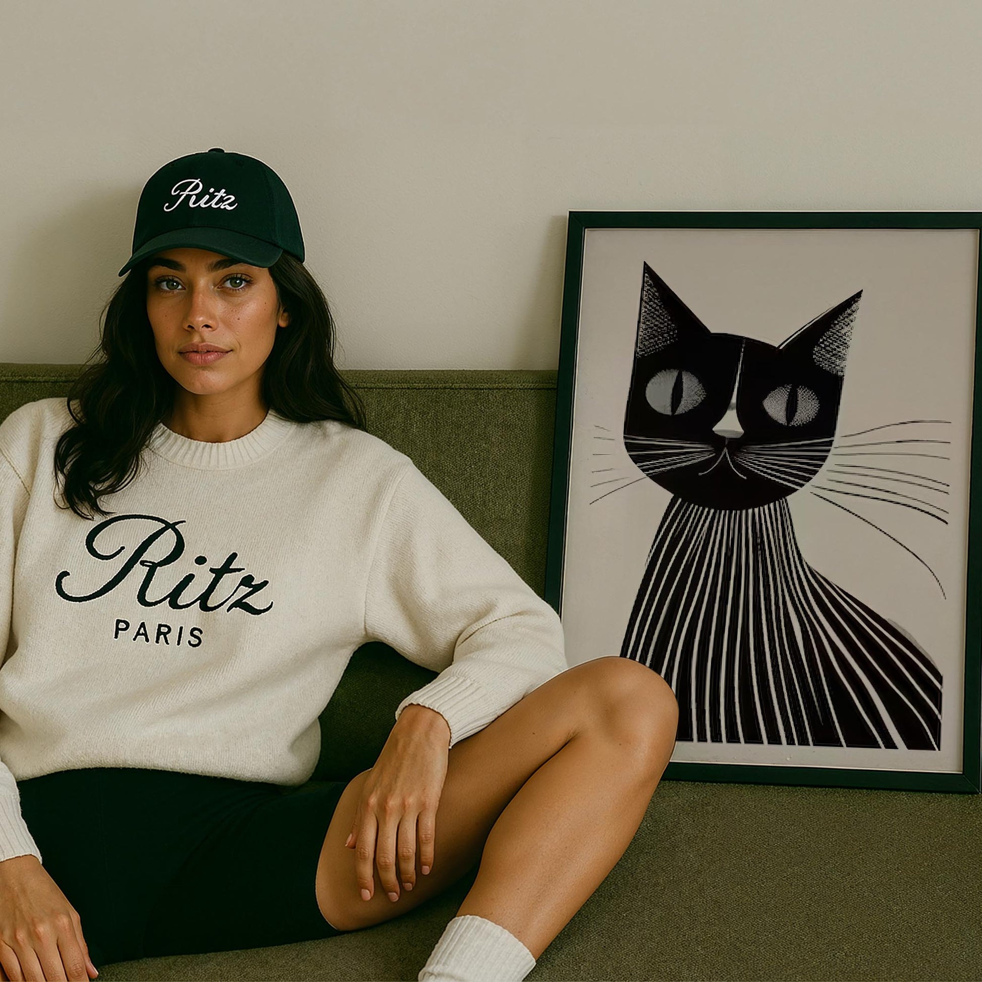 Kedi Portre II - Minimalist Çizgili