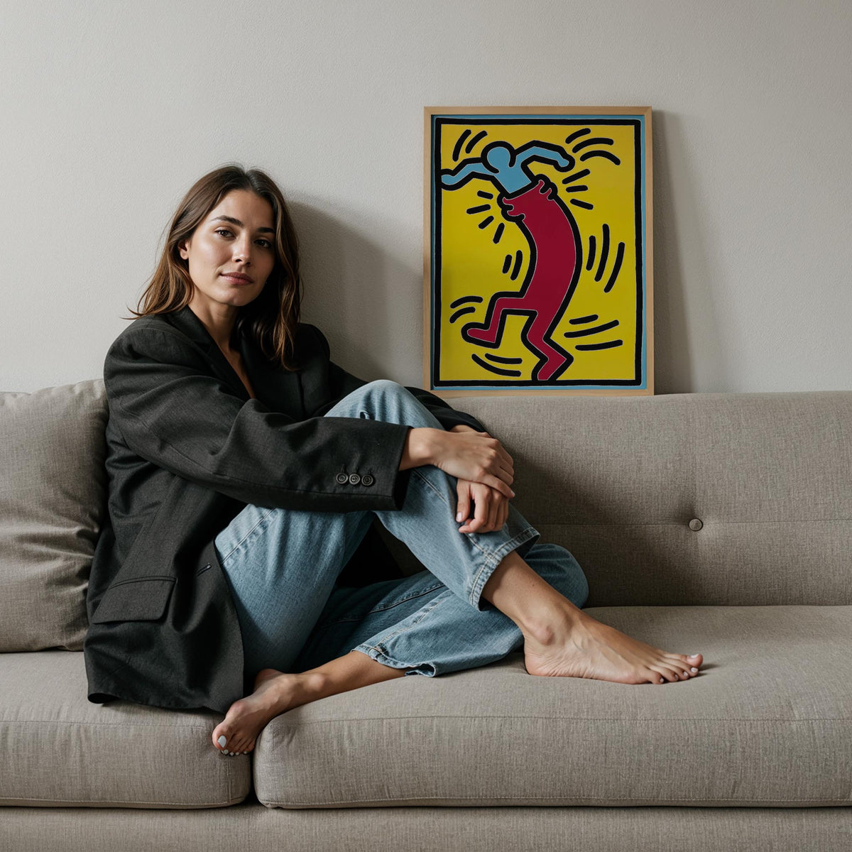 Kırmızı Hareket - Keith Haring Ahşap Duvar Tablosu