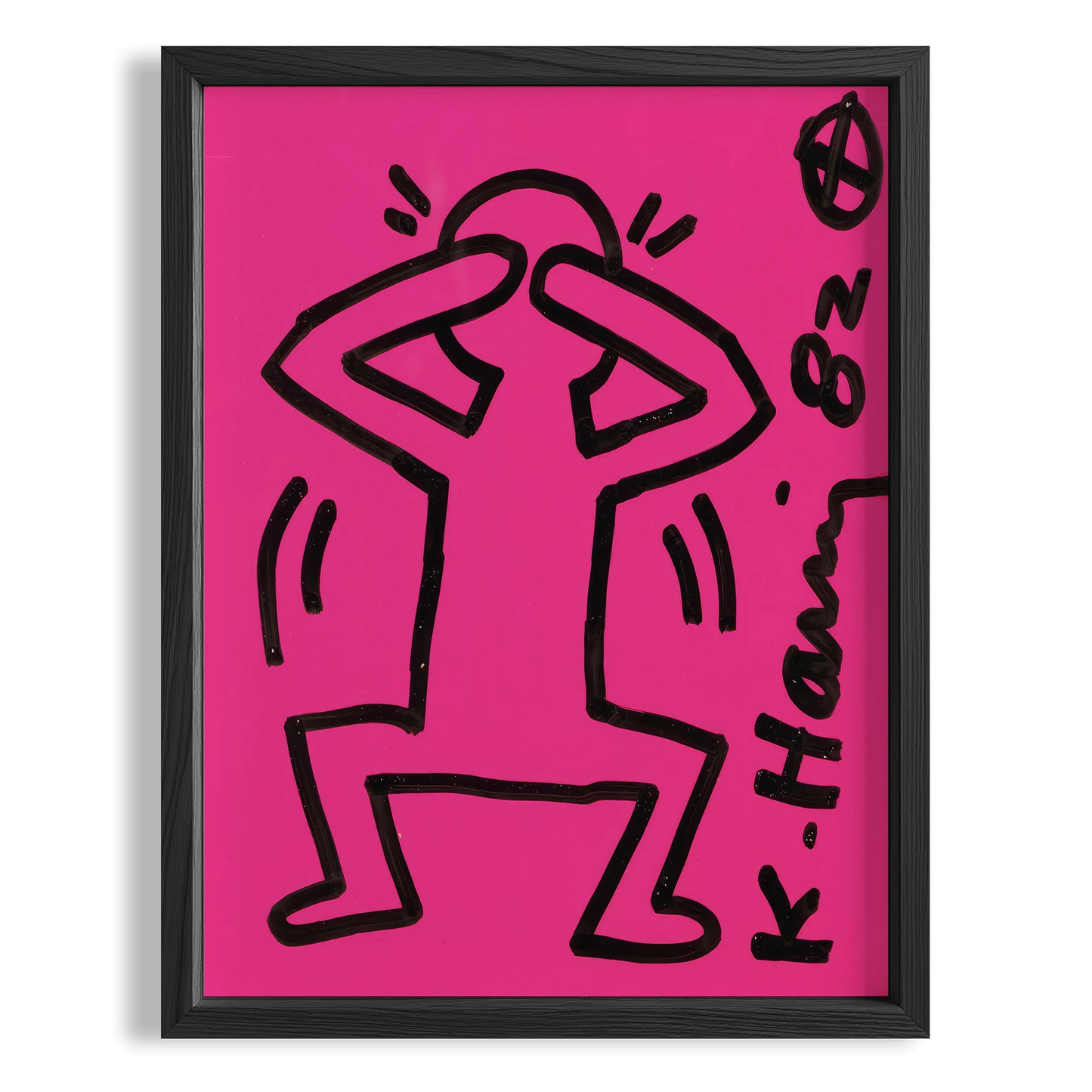 Pembe Dansçı - Keith Haring Ahşap Duvar Tablosu
