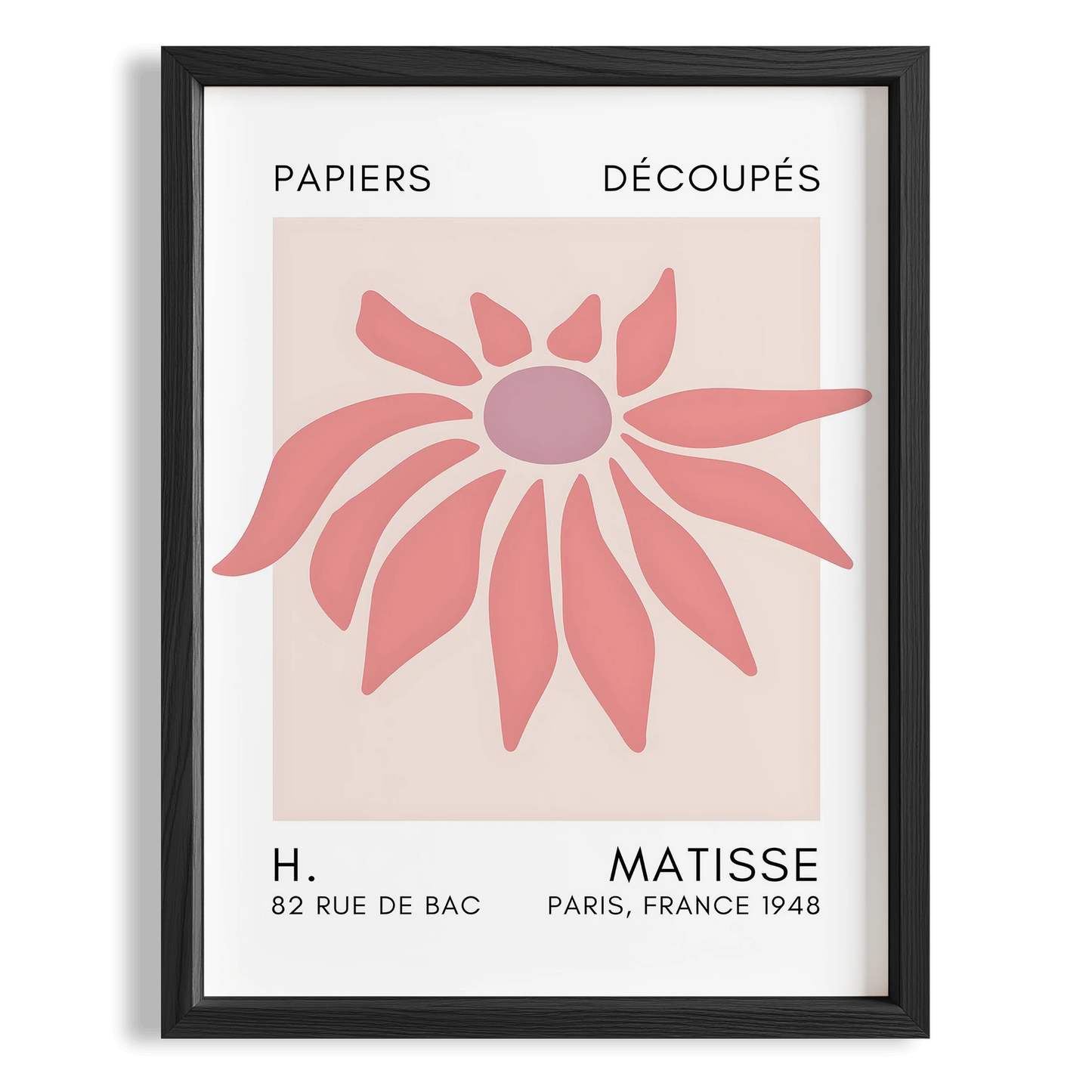 Matisse Kağıt Kesimleri Serisi Toz Pembe Soyut Çiçek I Duvar Tablosu