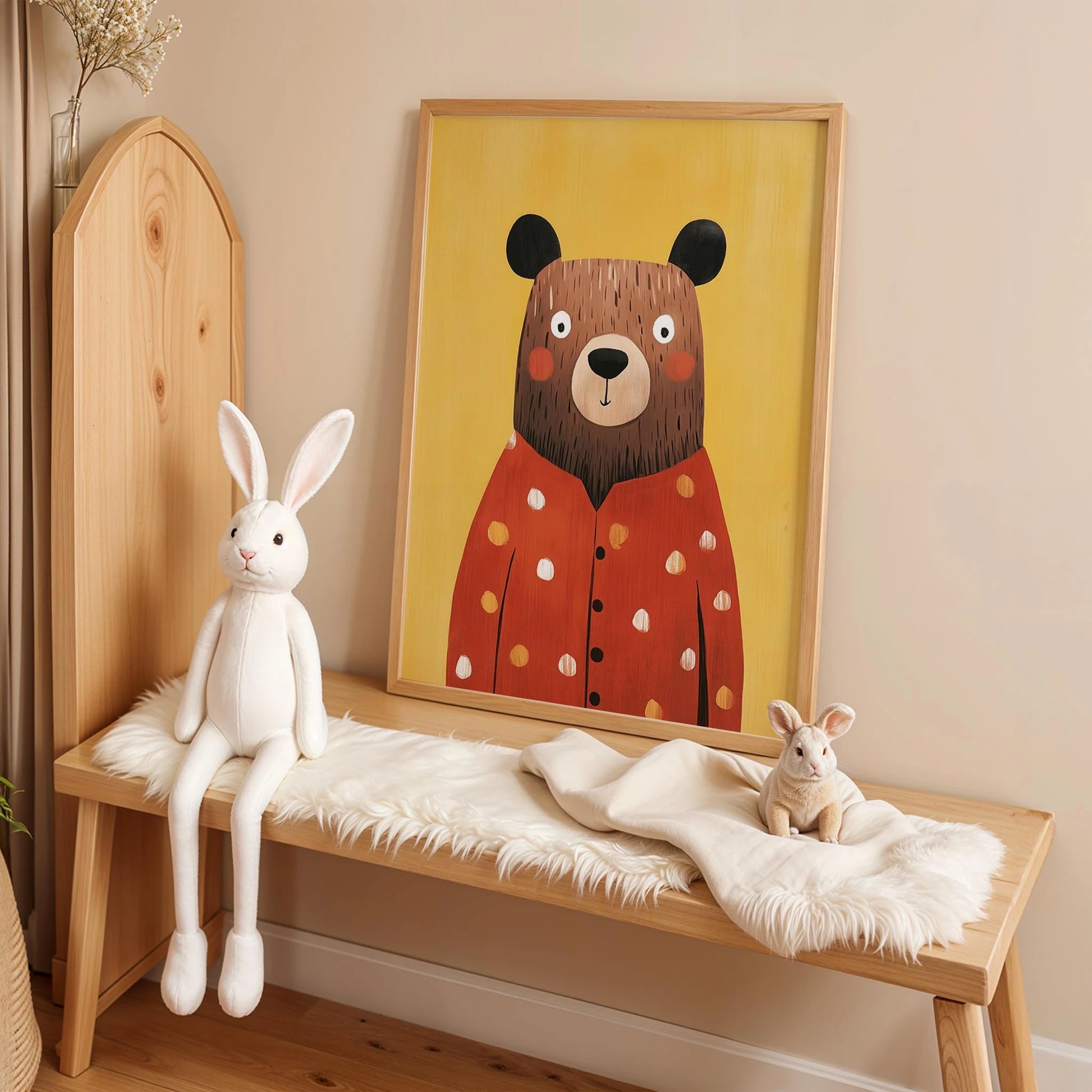 Pijamalı Uykucu Şaşkın Ayı - Sarı Fon