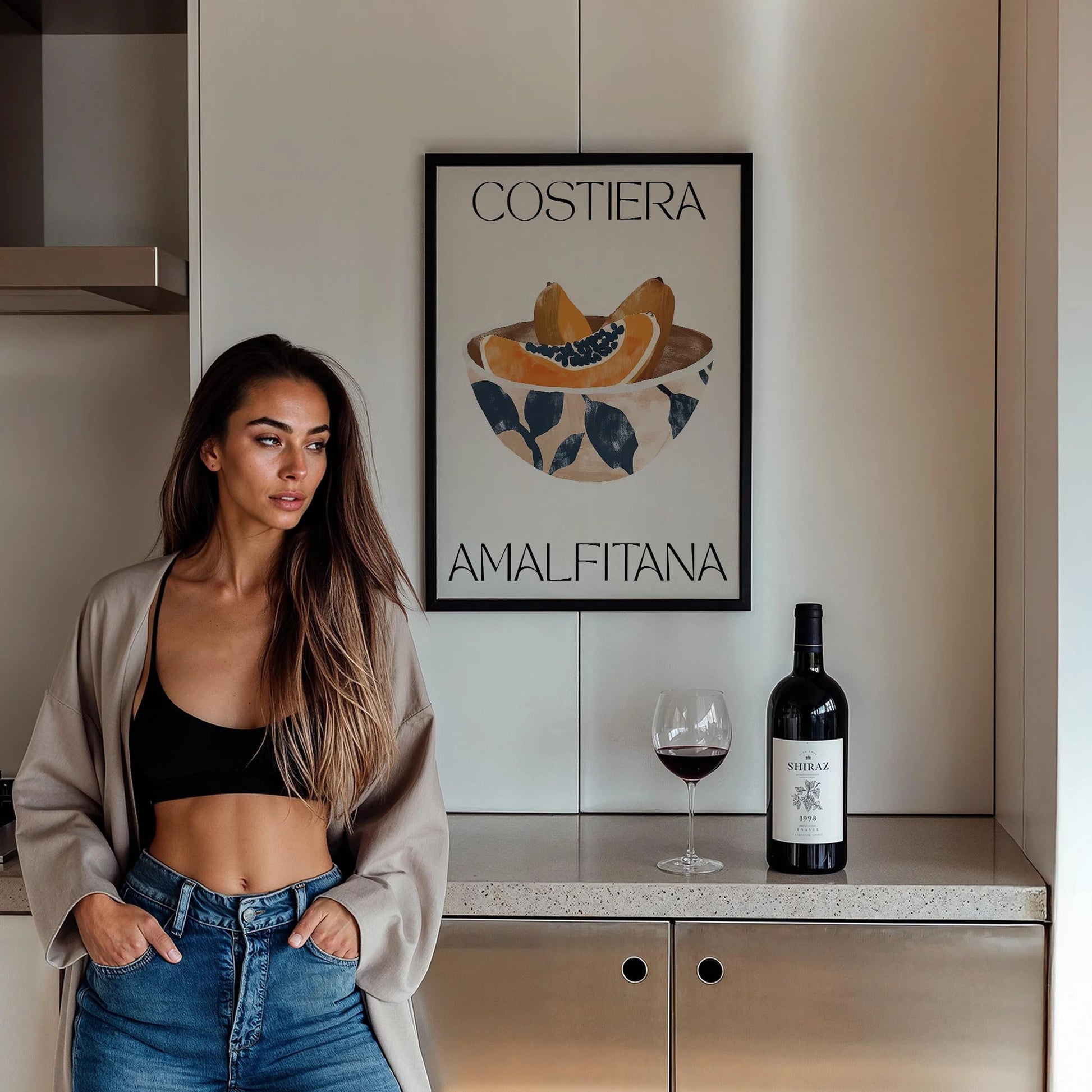 Costiera Amalfitana Papaya Akdeniz İtalya Koleksiyonu Mutfak Duvar Tablosu II