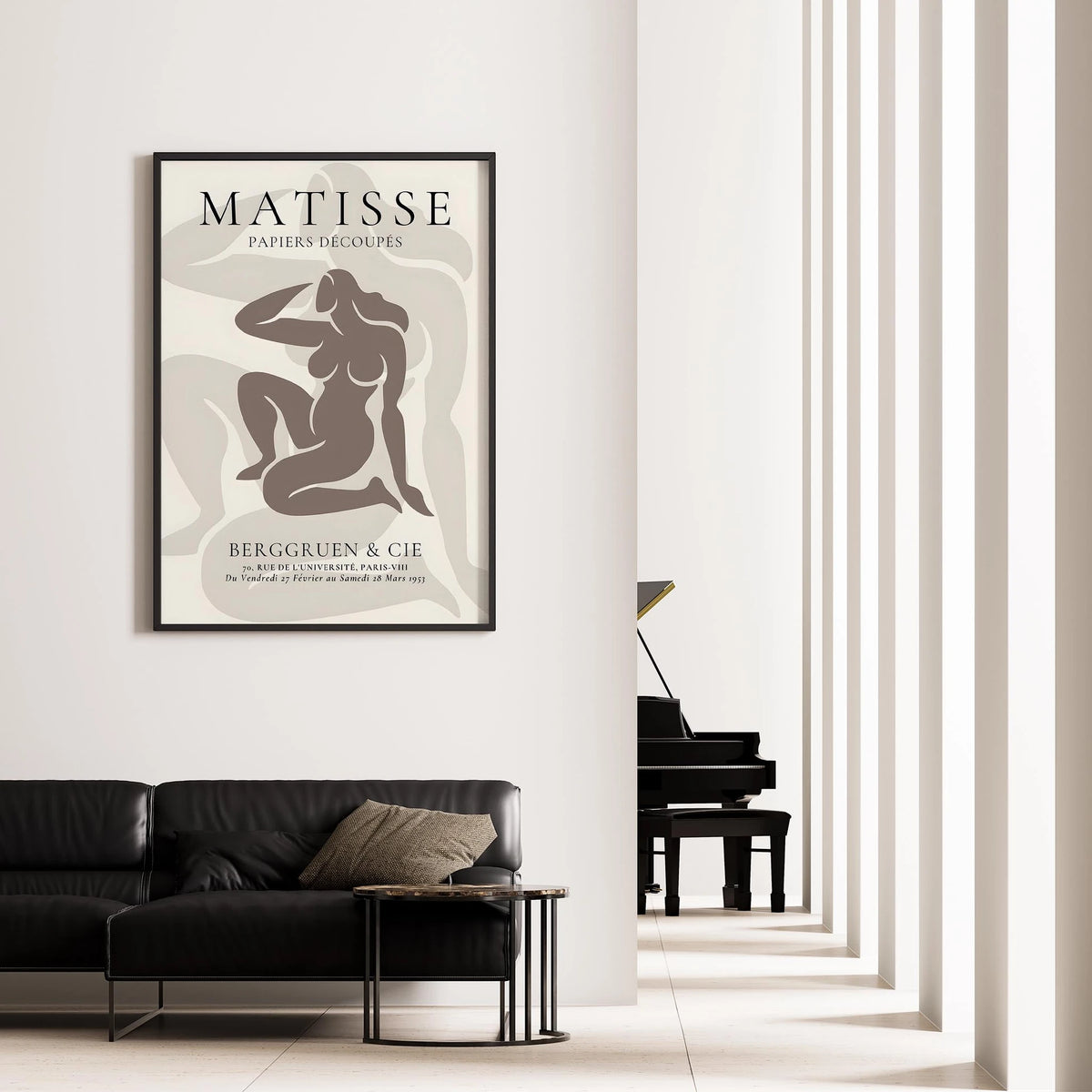 Matisse Kağıt Kesimleri Serisi Minimalist Bej Kadın Figürü I Duvar Tablosu