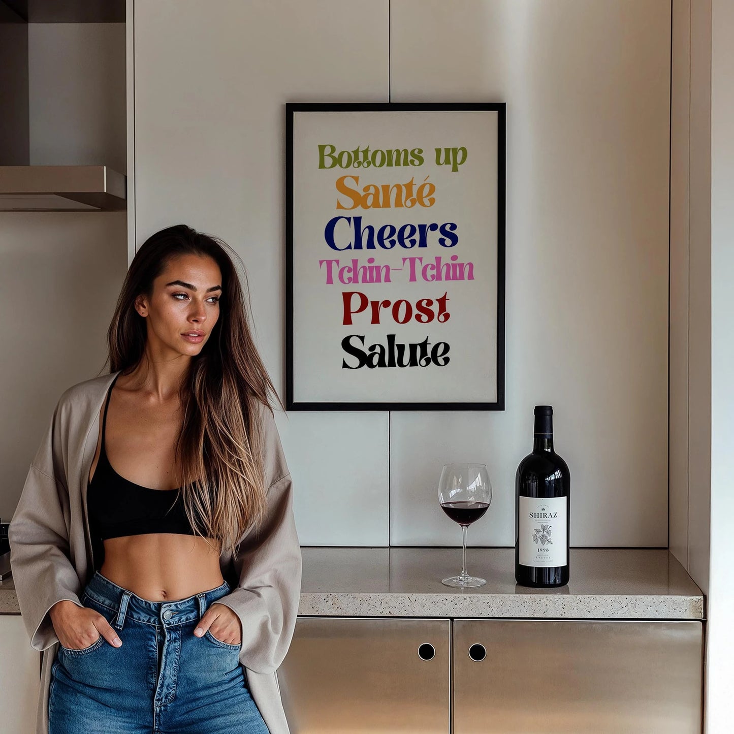 Salute Cheers Tipografi Mutfak Duvar Tablosu