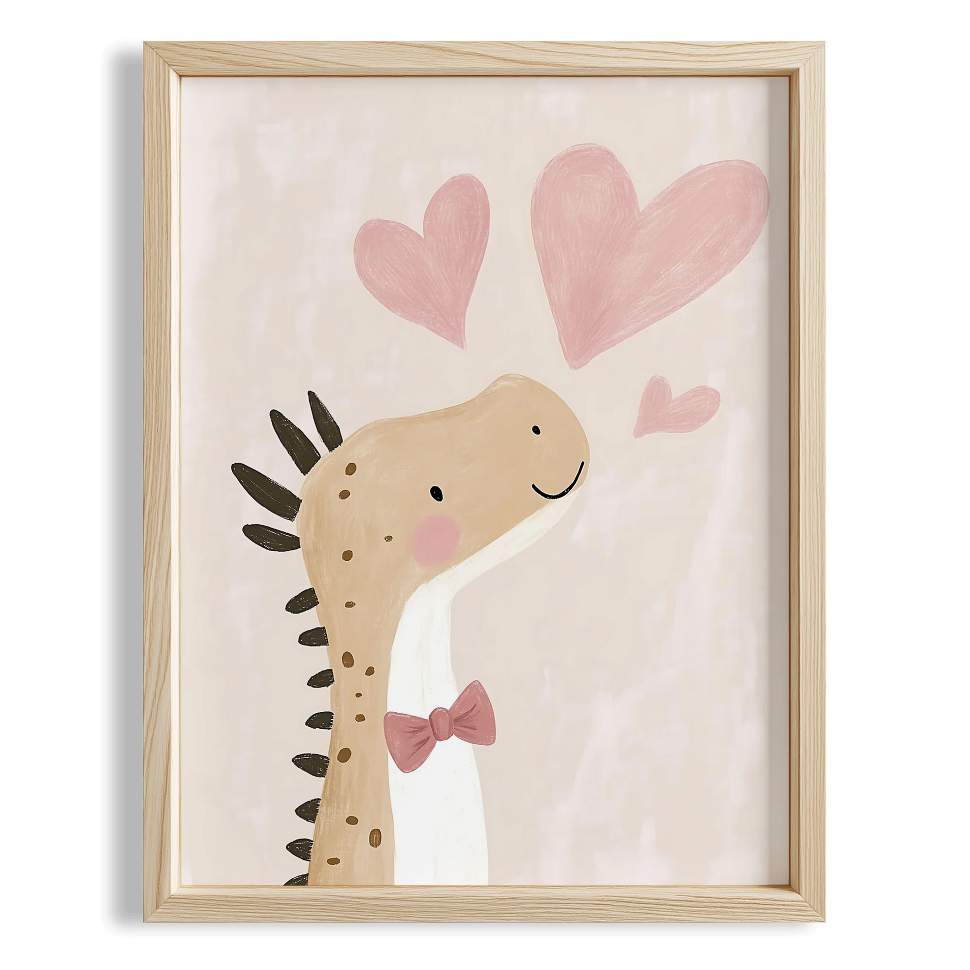 Dinozor Sevgisi Dino Aşk 1 Bohem Kız Çocuk Odası Ahşap Tablo