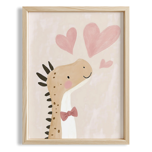 Dinozor Sevgisi Dino Aşk 1 Bohem Kız Çocuk Odası Ahşap Tablo